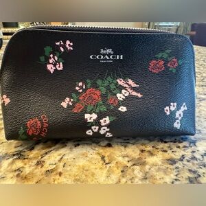 Coach Black Floral Cosmetic Bag